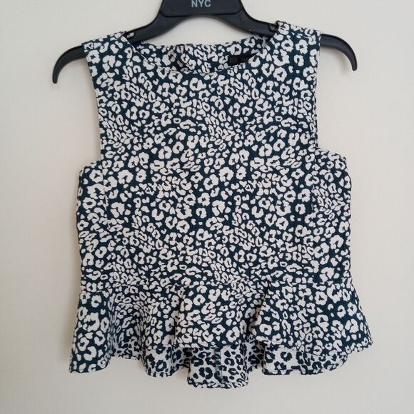 Zara Basic Women's Leopard Peplum Top Sleeveless Green Size XS - Picture 2 of 8